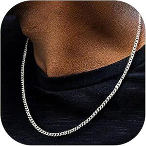Miami Cuban Link Chain Necklace for Men Gold Plated 3mm-steel Stainless Steel